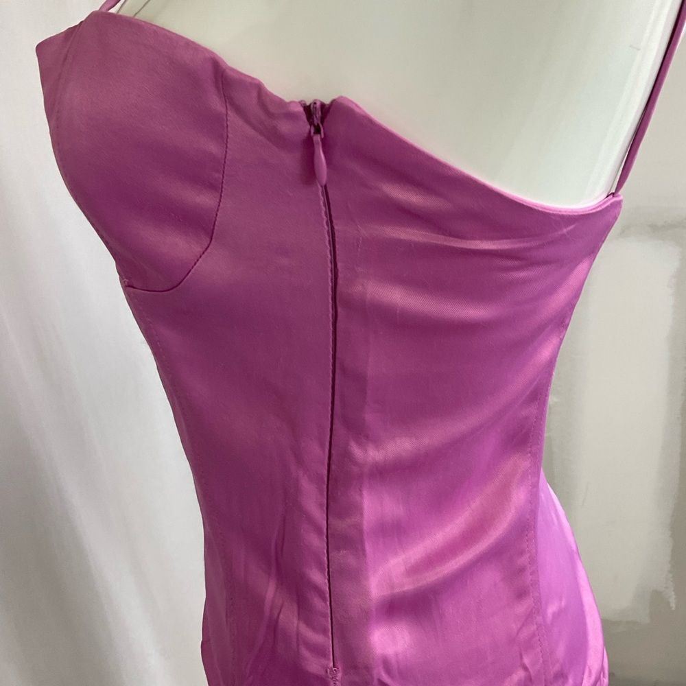 Zara Pink Satin Hidden Zip Snap Button Strappy Effect Bodysuit Medium - Picture 9 of 12